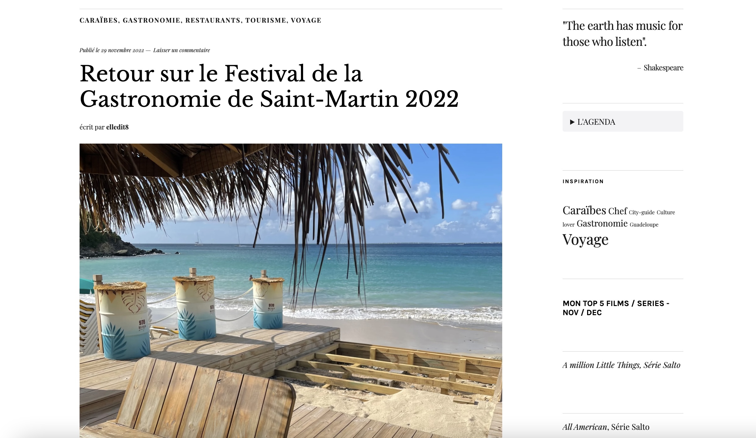 Article Elledit8 sur le festival de la gastronomie de Saint-martin